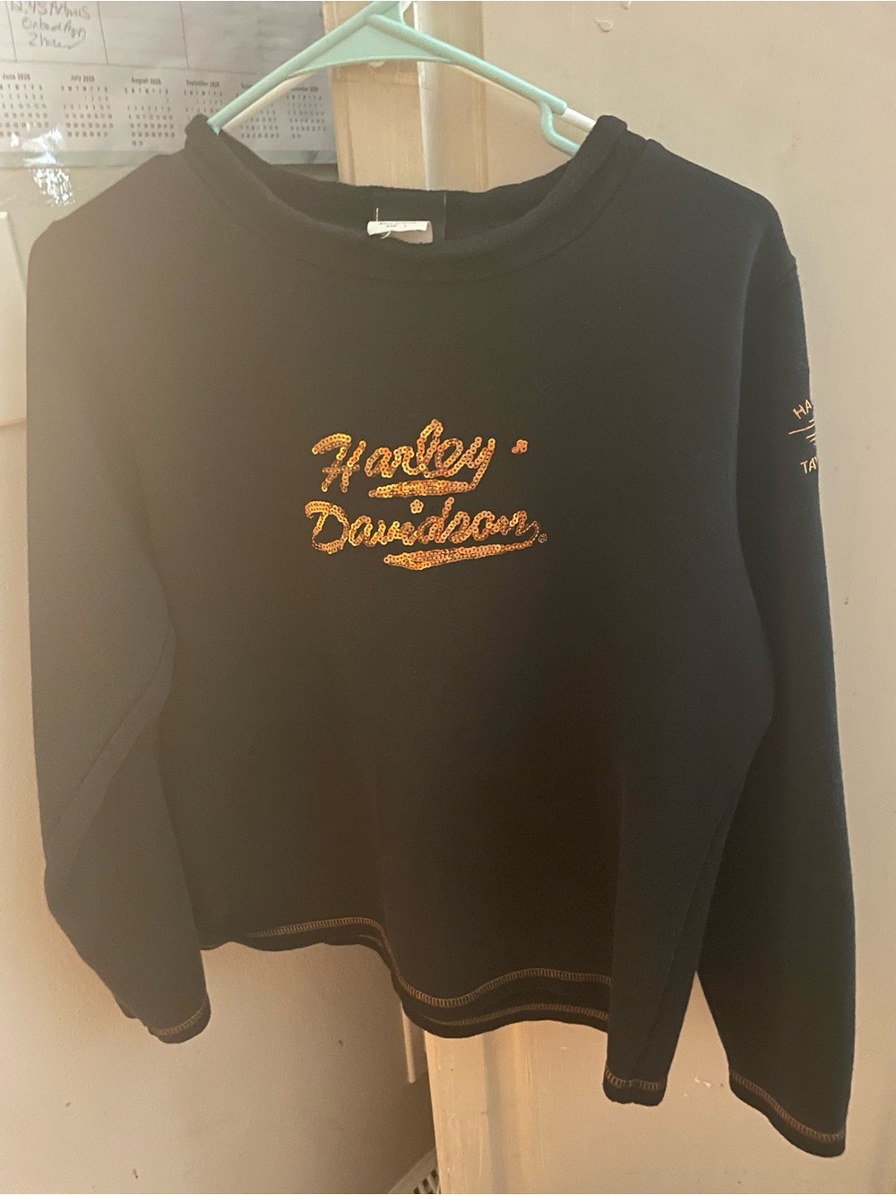 Harley-Davidson Black Sweatshirt with Gold Script Logo